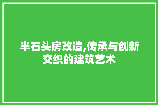 半石头房改造,传承与创新交织的建筑艺术