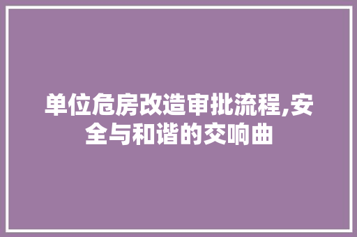 单位危房改造审批流程,安全与和谐的交响曲