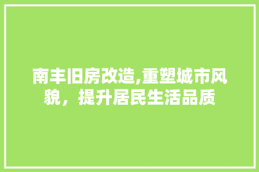 南丰旧房改造,重塑城市风貌，提升居民生活品质 地面装修