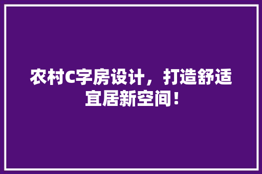 农村C字房设计，打造舒适宜居新空间！