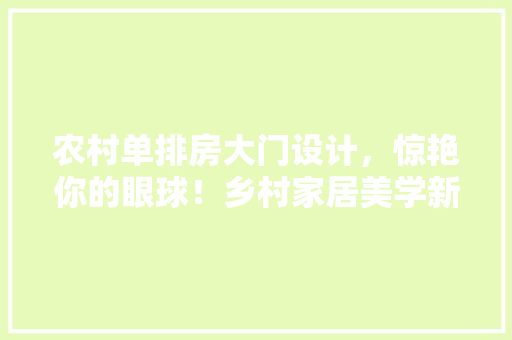 农村单排房大门设计，惊艳你的眼球！乡村家居美学新篇章 墙面装饰