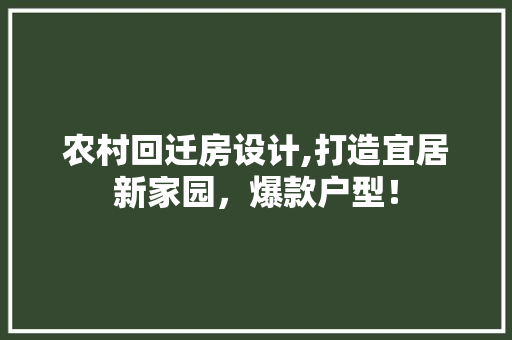 农村回迁房设计,打造宜居新家园，爆款户型！