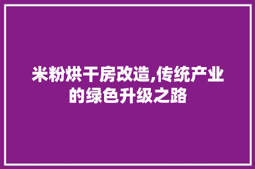 米粉烘干房改造,传统产业的绿色升级之路 庭院装修