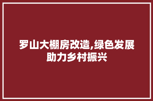 罗山大棚房改造,绿色发展助力乡村振兴