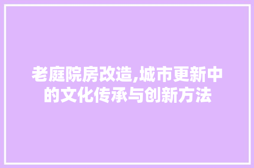 老庭院房改造,城市更新中的文化传承与创新方法