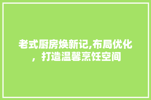 老式厨房焕新记,布局优化，打造温馨烹饪空间 装修攻略