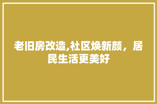 老旧房改造,社区焕新颜，居民生活更美好