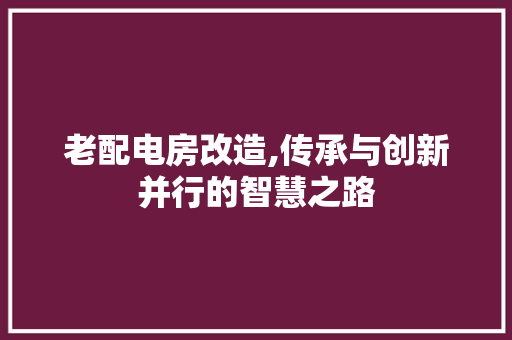 老配电房改造,传承与创新并行的智慧之路