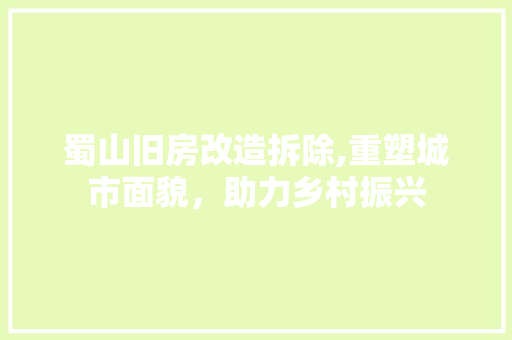蜀山旧房改造拆除,重塑城市面貌，助力乡村振兴