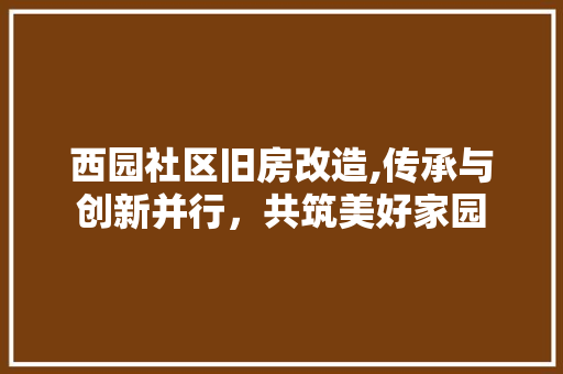 西园社区旧房改造,传承与创新并行，共筑美好家园 景观设计