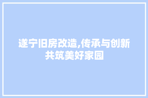 遂宁旧房改造,传承与创新共筑美好家园 装修攻略