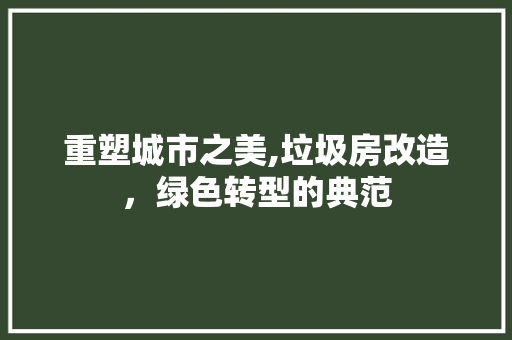 重塑城市之美,垃圾房改造，绿色转型的典范