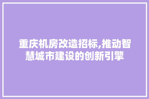 重庆机房改造招标,推动智慧城市建设的创新引擎 建筑设计