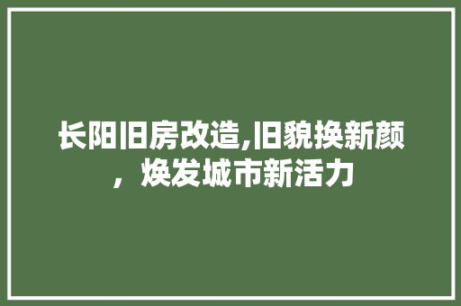 长阳旧房改造,旧貌换新颜,焕发城市新活力 装修材料 长阳旧房改造,旧貌换新颜,焕发城市新活力 装修材料