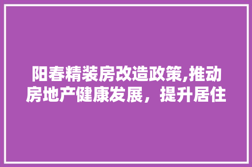 阳春精装房改造政策,推动房地产健康发展，提升居住品质