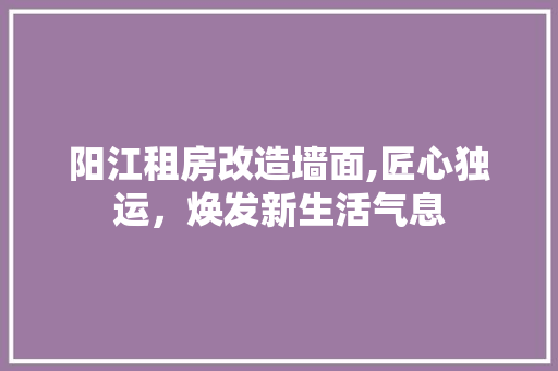 阳江租房改造墙面,匠心独运，焕发新生活气息 门窗装修