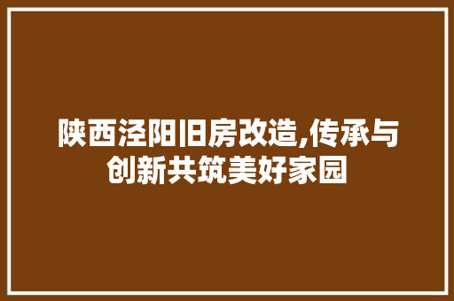 陕西泾阳旧房改造,传承与创新共筑美好家园 建筑设计