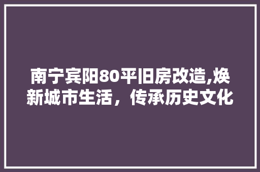 南宁宾阳80平旧房改造,焕新城市生活，传承历史文化