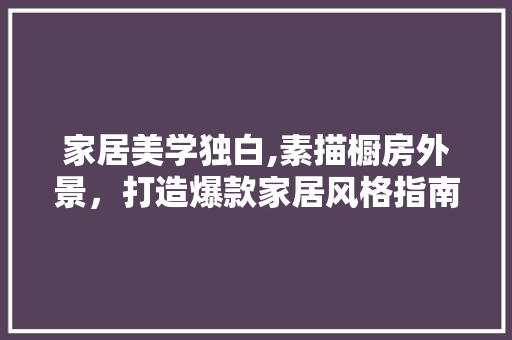 家居美学独白,素描橱房外景，打造爆款家居风格指南