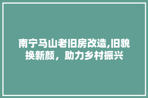 南宁马山老旧房改造,旧貌换新颜，助力乡村振兴