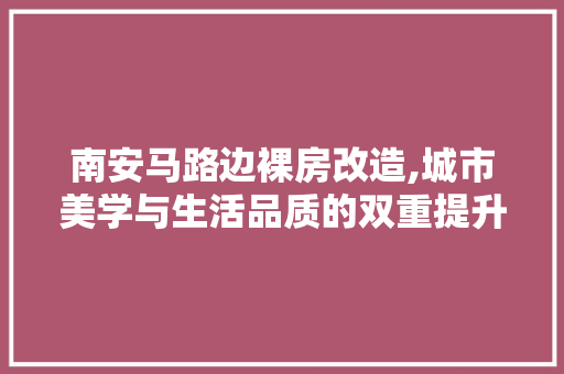 南安马路边裸房改造,城市美学与生活品质的双重提升
