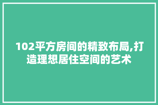 102平方房间的精致布局,打造理想居住空间的艺术