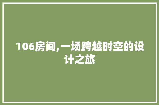 106房间,一场跨越时空的设计之旅 装修材料
