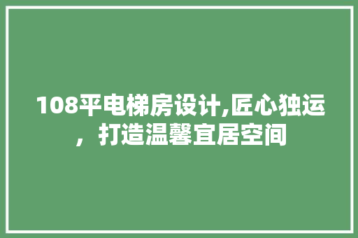 108平电梯房设计,匠心独运，打造温馨宜居空间