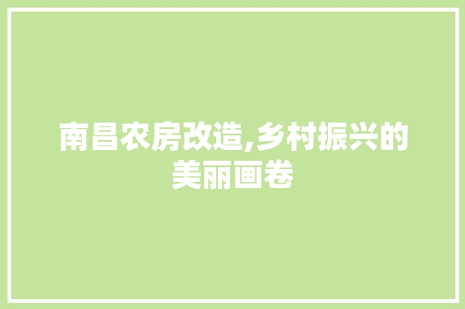 南昌农房改造,乡村振兴的美丽画卷