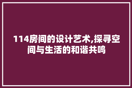 114房间的设计艺术,探寻空间与生活的和谐共鸣