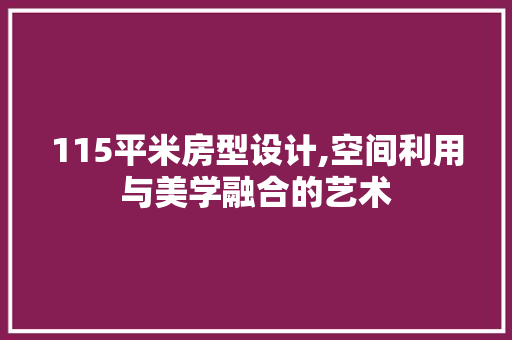 115平米房型设计,空间利用与美学融合的艺术