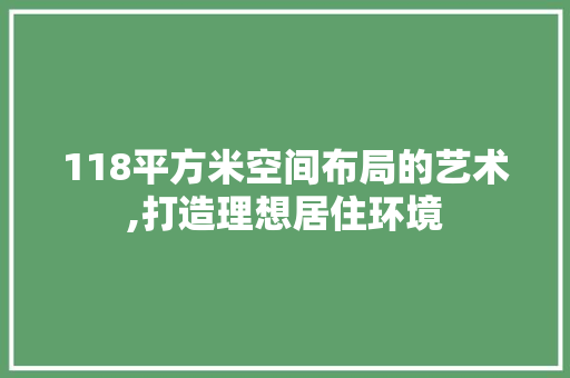 118平方米空间布局的艺术,打造理想居住环境