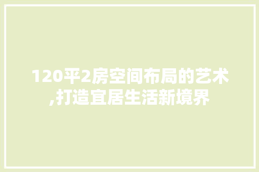 120平2房空间布局的艺术,打造宜居生活新境界 装修攻略