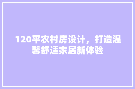120平农村房设计，打造温馨舒适家居新体验