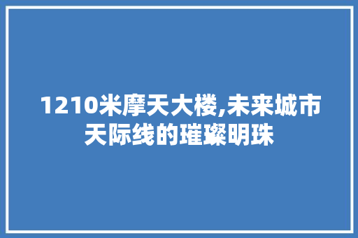 1210米摩天大楼,未来城市天际线的璀璨明珠 装修攻略