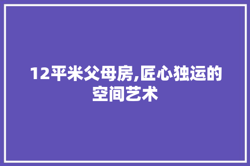 12平米父母房,匠心独运的空间艺术 建筑设计