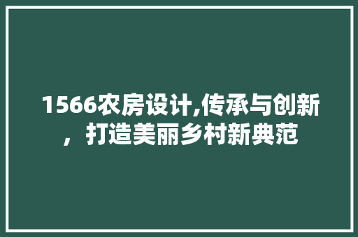 1566农房设计,传承与创新，打造美丽乡村新典范 建筑设计