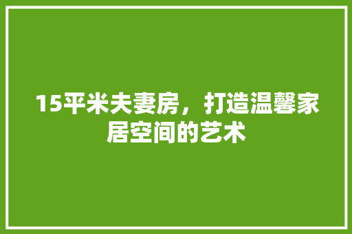 15平米夫妻房，打造温馨家居空间的艺术