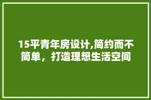 15平青年房设计,简约而不简单，打造理想生活空间