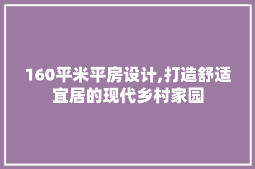 160平米平房设计,打造舒适宜居的现代乡村家园 建筑设计