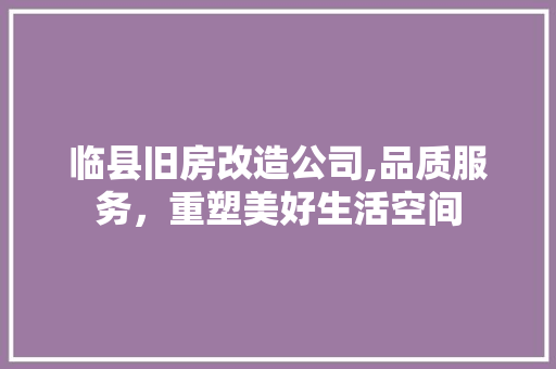 临县旧房改造公司,品质服务，重塑美好生活空间