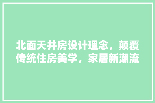 北面天井房设计理念，颠覆传统住房美学，家居新潮流！