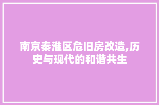 南京秦淮区危旧房改造,历史与现代的和谐共生