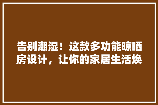 告别潮湿！这款多功能晾晒房设计，让你的家居生活焕然一新 装修材料