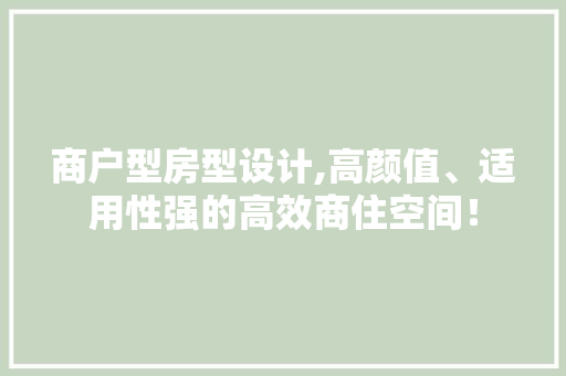 商户型房型设计,高颜值、适用性强的高效商住空间！