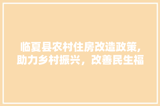 临夏县农村住房改造政策,助力乡村振兴，改善民生福祉