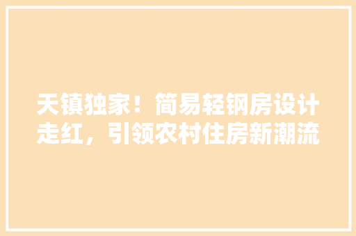 天镇独家！简易轻钢房设计走红，引领农村住房新潮流 墙面装饰