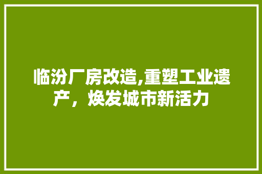 临汾厂房改造,重塑工业遗产，焕发城市新活力