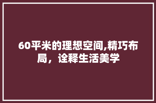 60平米的理想空间,精巧布局，诠释生活美学