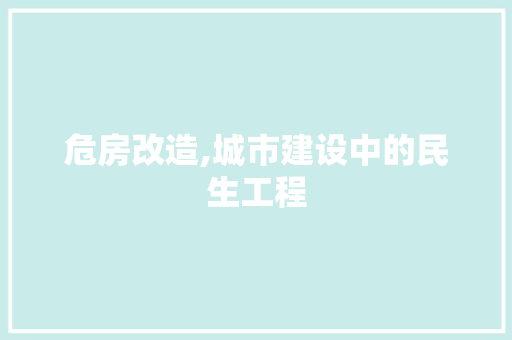危房改造,城市建设中的民生工程